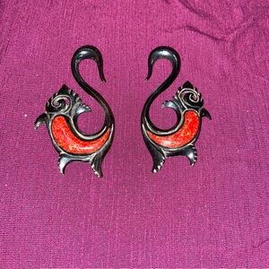 Black and Red earrings gauges 2G